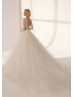 Boat Neck Ivory Lace Tulle V Back Gorgeous Wedding Dress